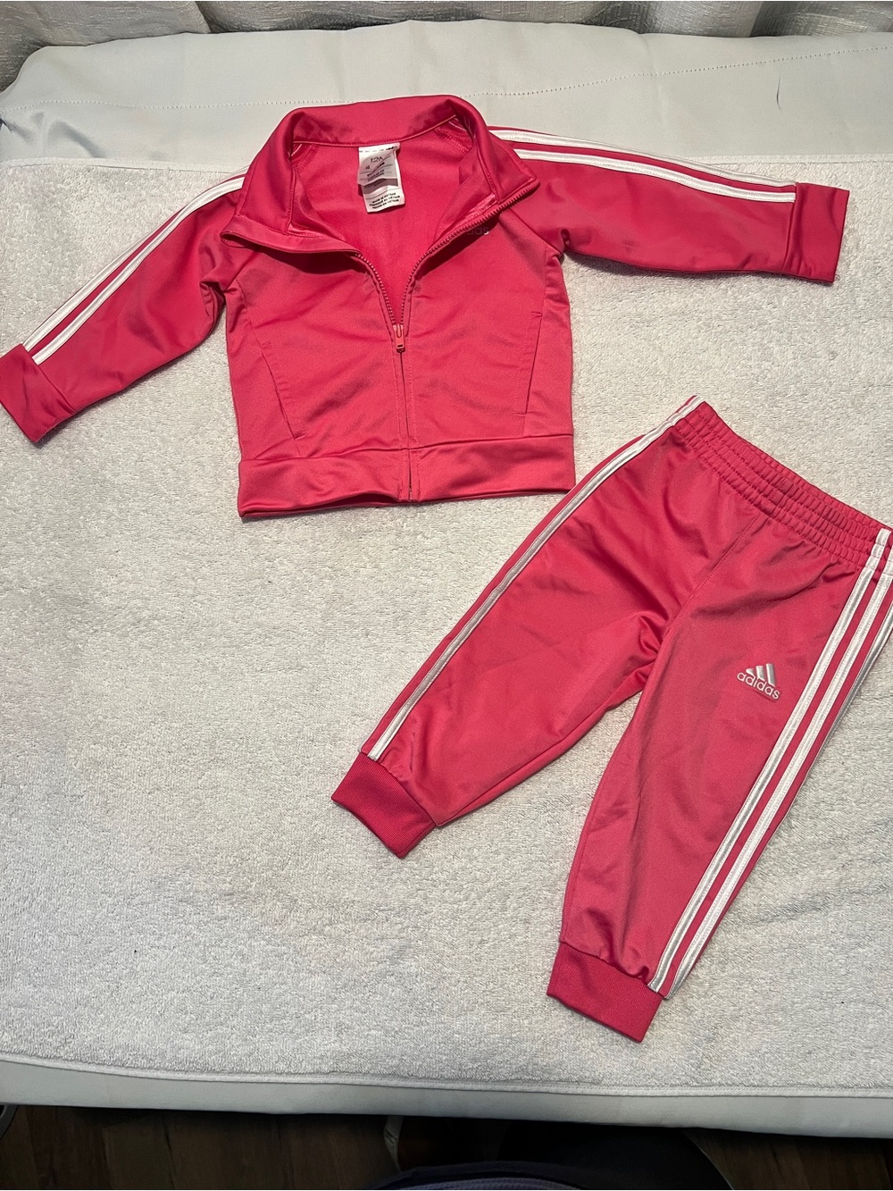 Addidas  Kids pink athletic tracksuit set size 12 months